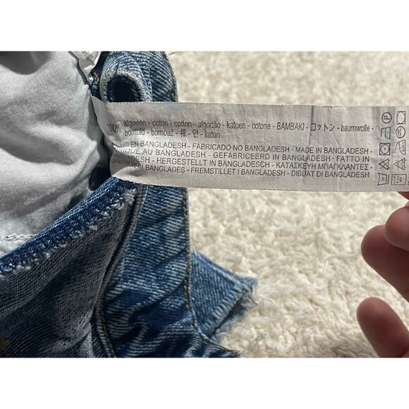 Zara TRF Denim IX'D Makers Mini Skirt Womens Small Asymmetrical Jean Frayed Hem - Picture 7 of 10